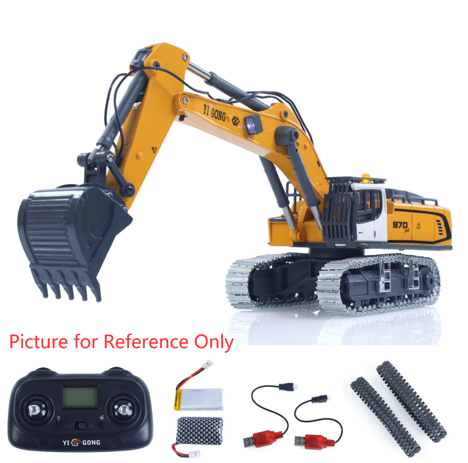 Second Hand US Stock 1/50 RC Excavator K970 Engineering Vehicle Remote Control Electric Lifting Digger Metal Bucket Tracks Light Sound RTR Battery