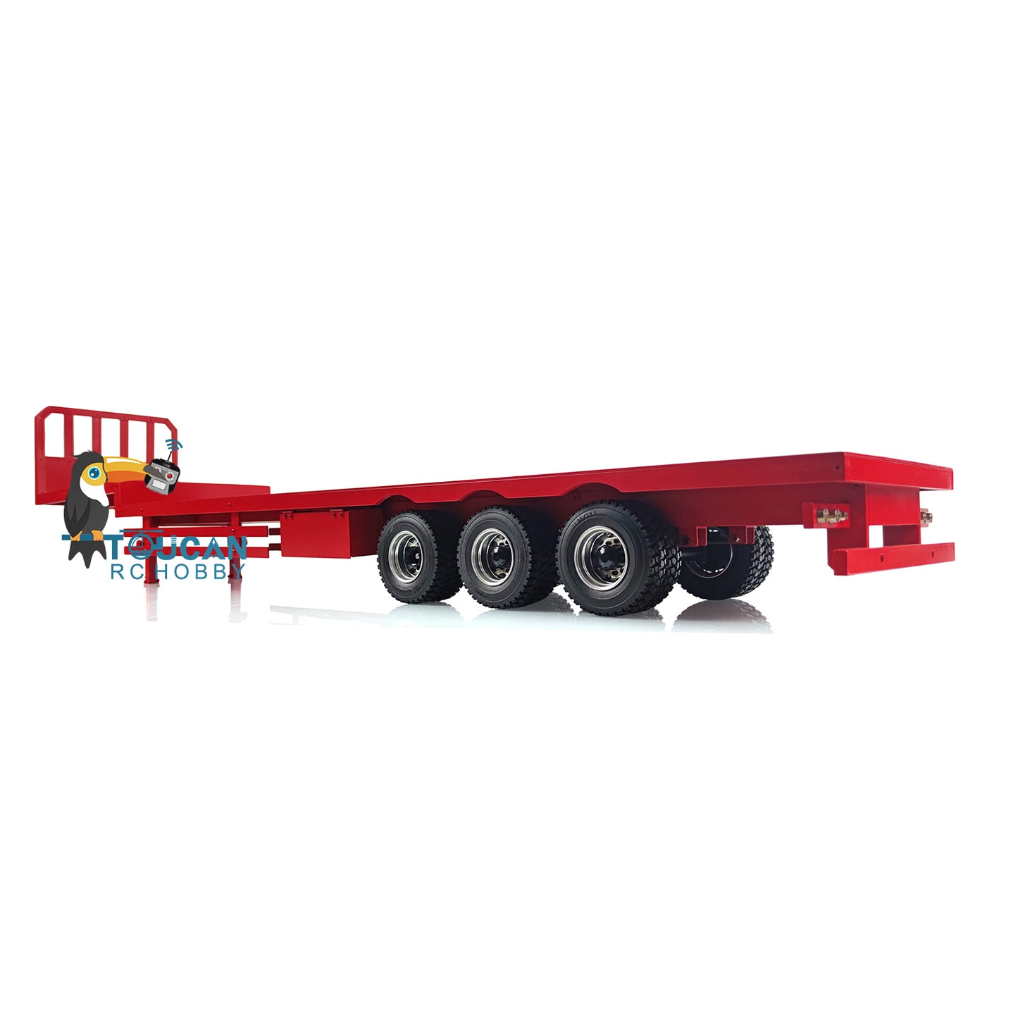 1:14 Metal Heavy Steering Trailer 3Axles Semi-trailer Manual Support Legs Rear Light for 1/14 TAMIYA RC Tractor Truck Lorry Model