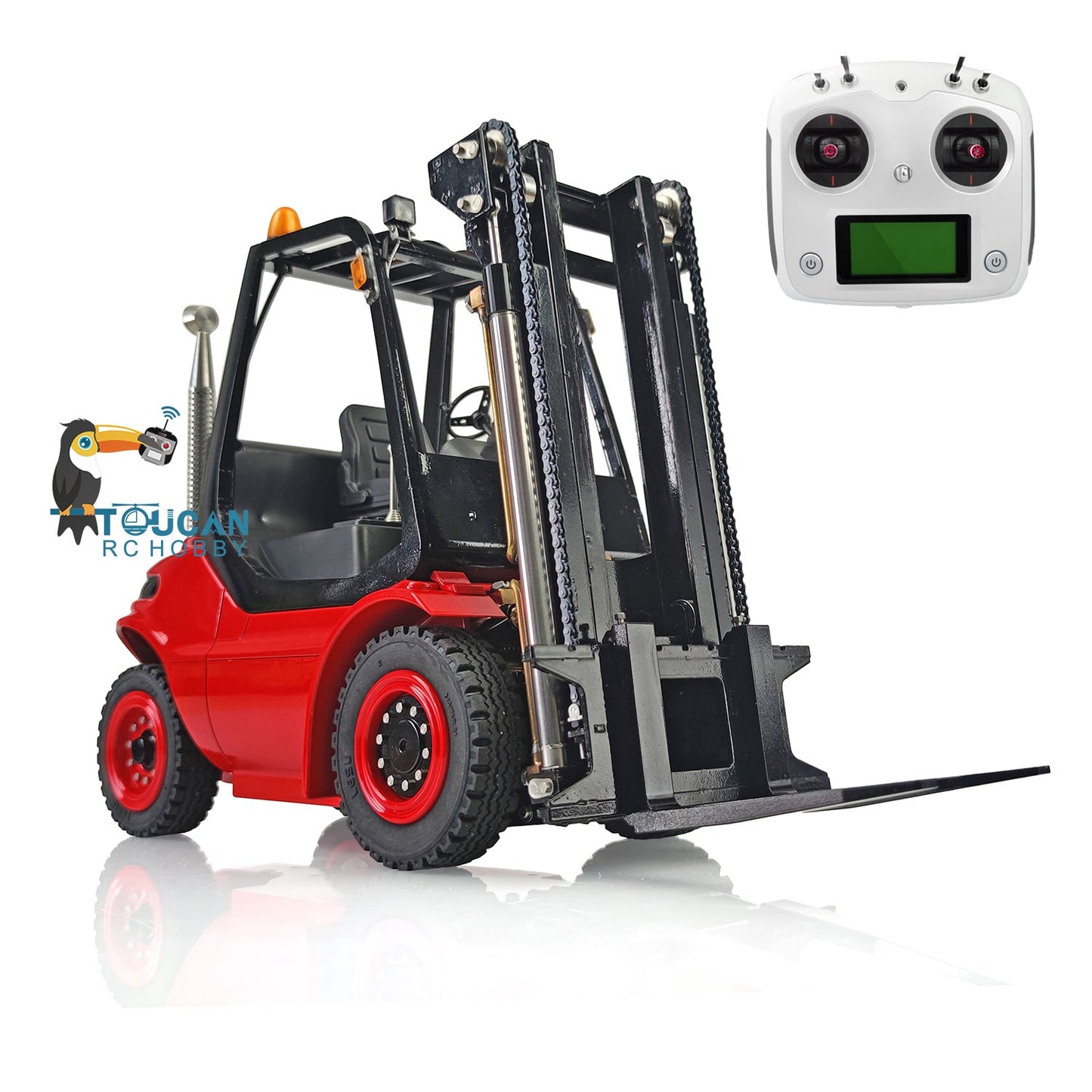 LESU 1/14 Scale Lind Hydraulic RC Forklift Transfer Car Truck Model ESC Motor Light Sound System Metal Front Rear Wheel Hub Toolbox