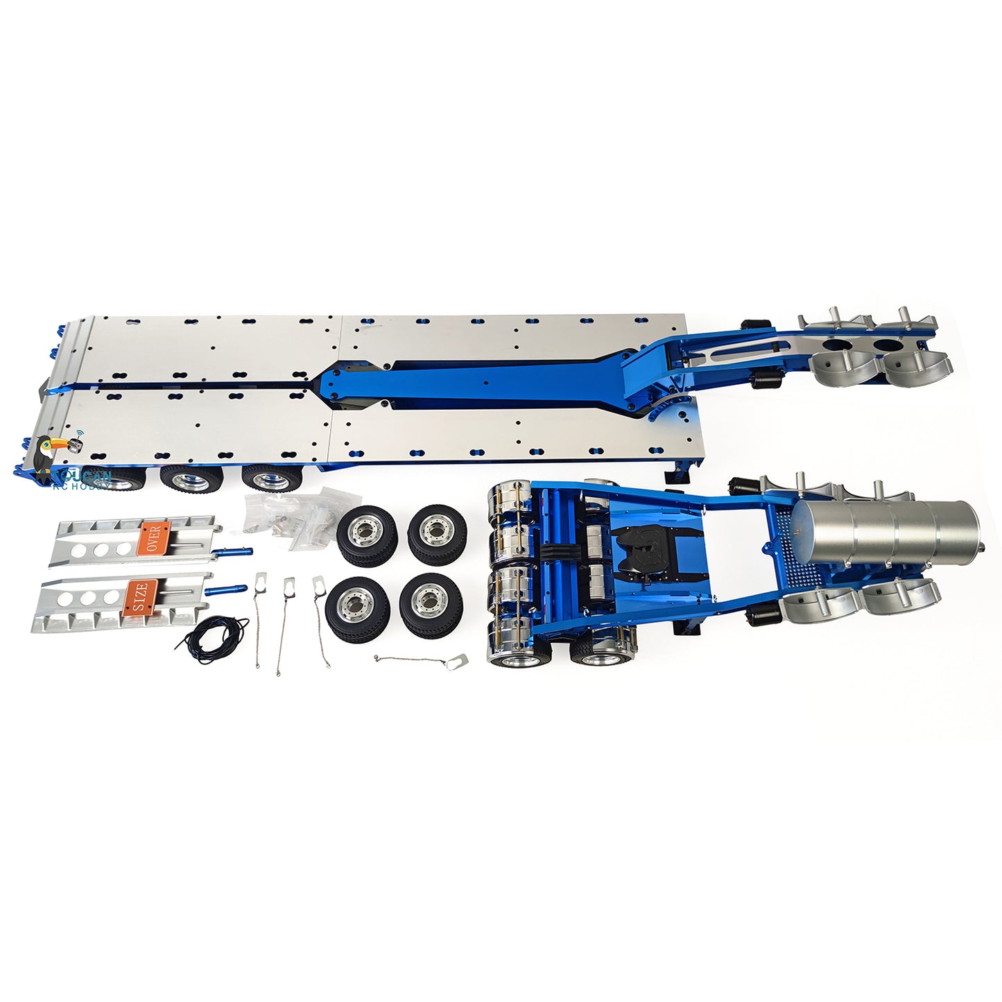 JDMODEL 1.5M Metal Drake Trailer Variable Width for 1/14 TAMIIYA RC Tractor Remote Control Truck Work With 1/12 Trucks