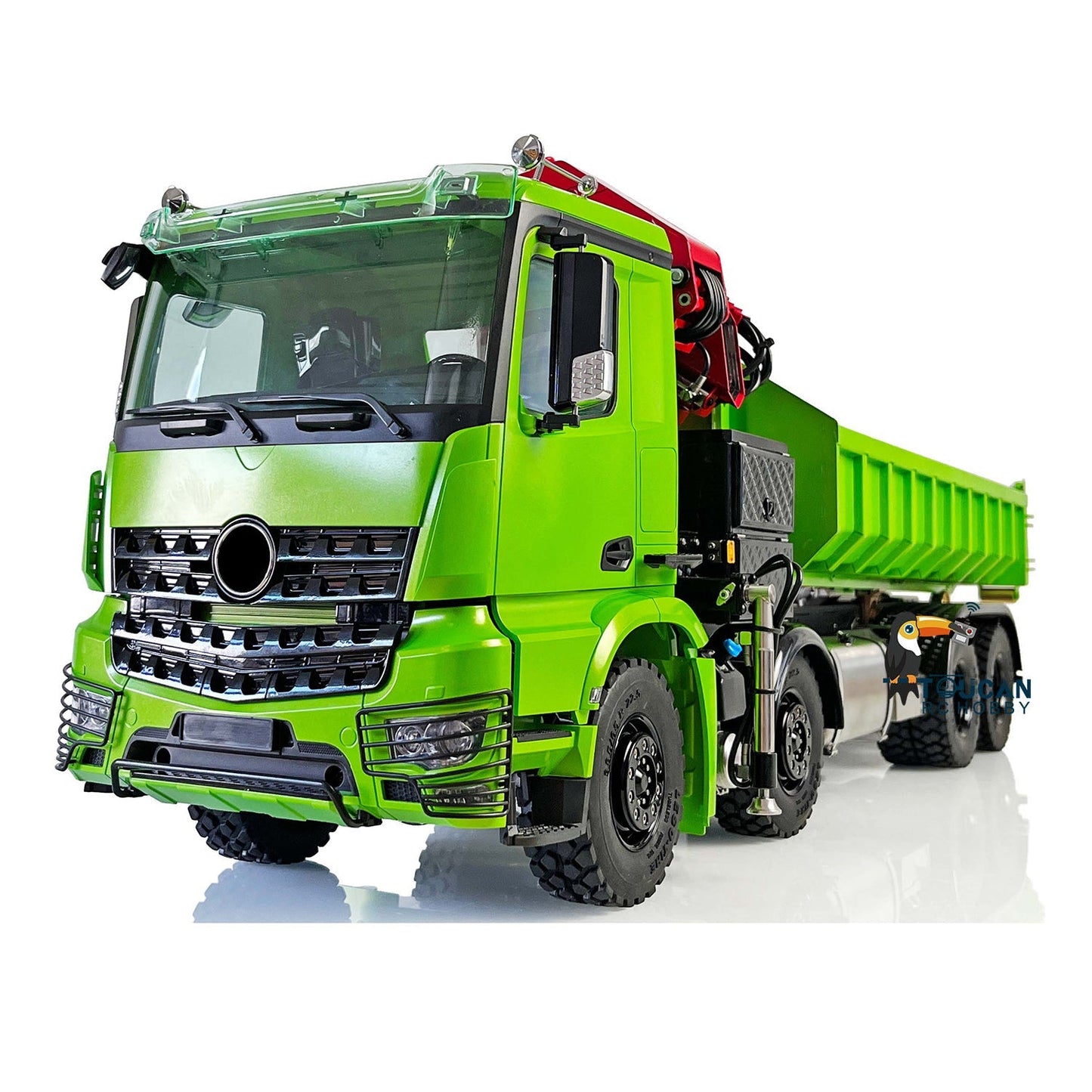 LESU 1/14 8*8 RC Hydraulic Tipper Truck Roll on/off Dumper Painted Assembled Crane Light Sound System ESC Motor Servo Model