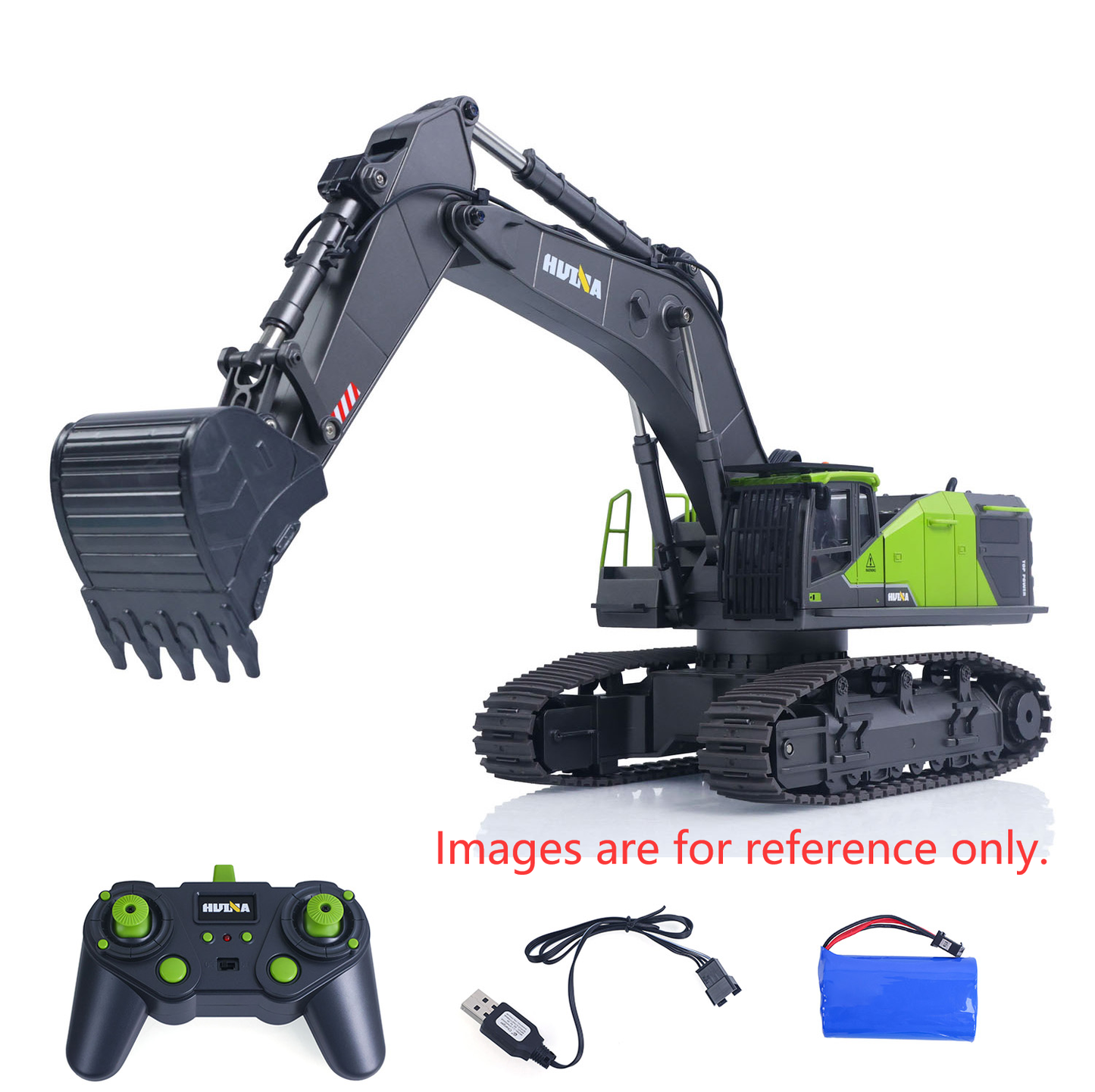 Second Hand US Stock HUINA 1/14 593 Toys Model RC Excavator Car Gift Battery 2.4G Remote Control Digger