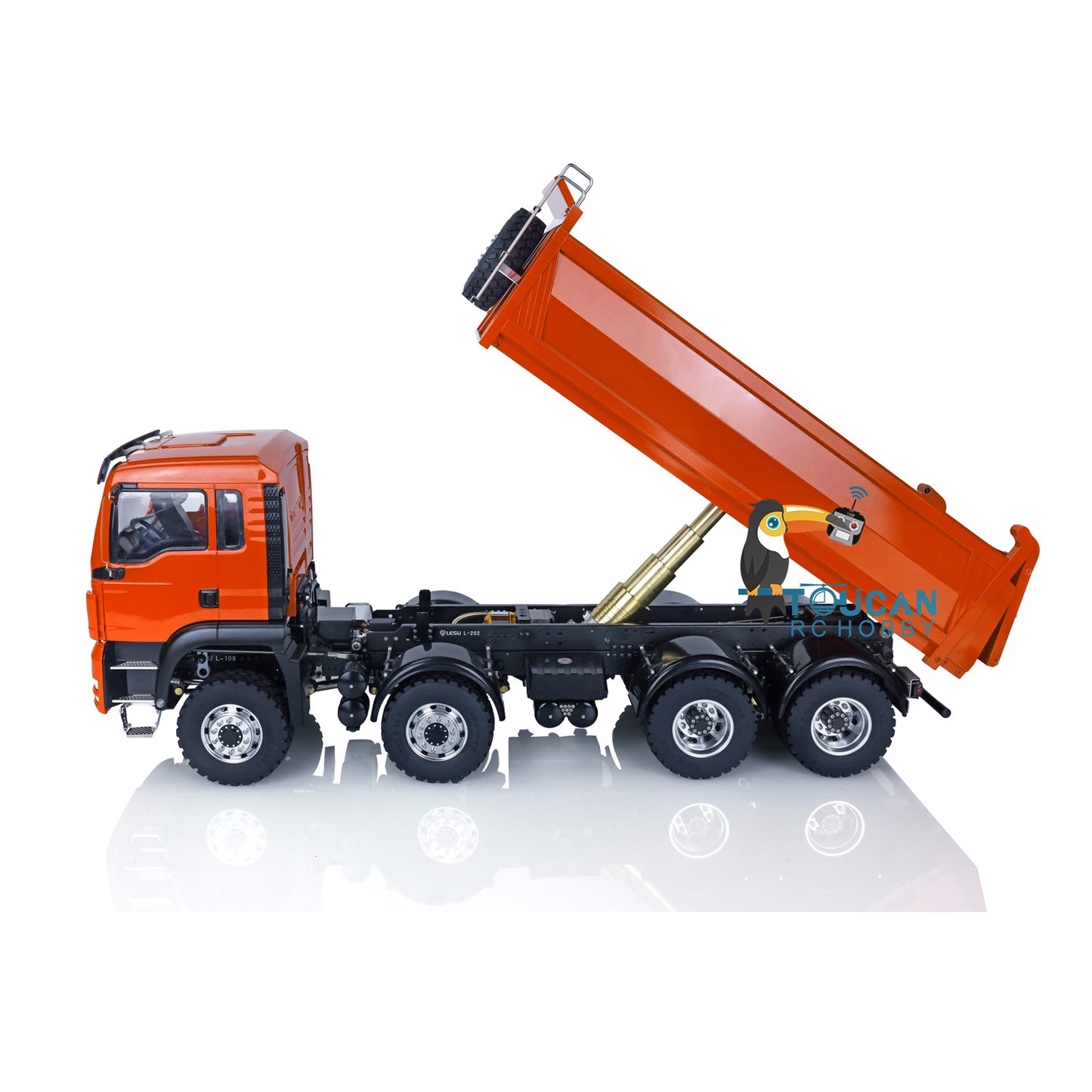 LESU 8x8 1/14 RC Hydraulic Lifting Dumper Truck Model Radio Control Painted Car 540 Power Motor 2-speed High Torque Transmission