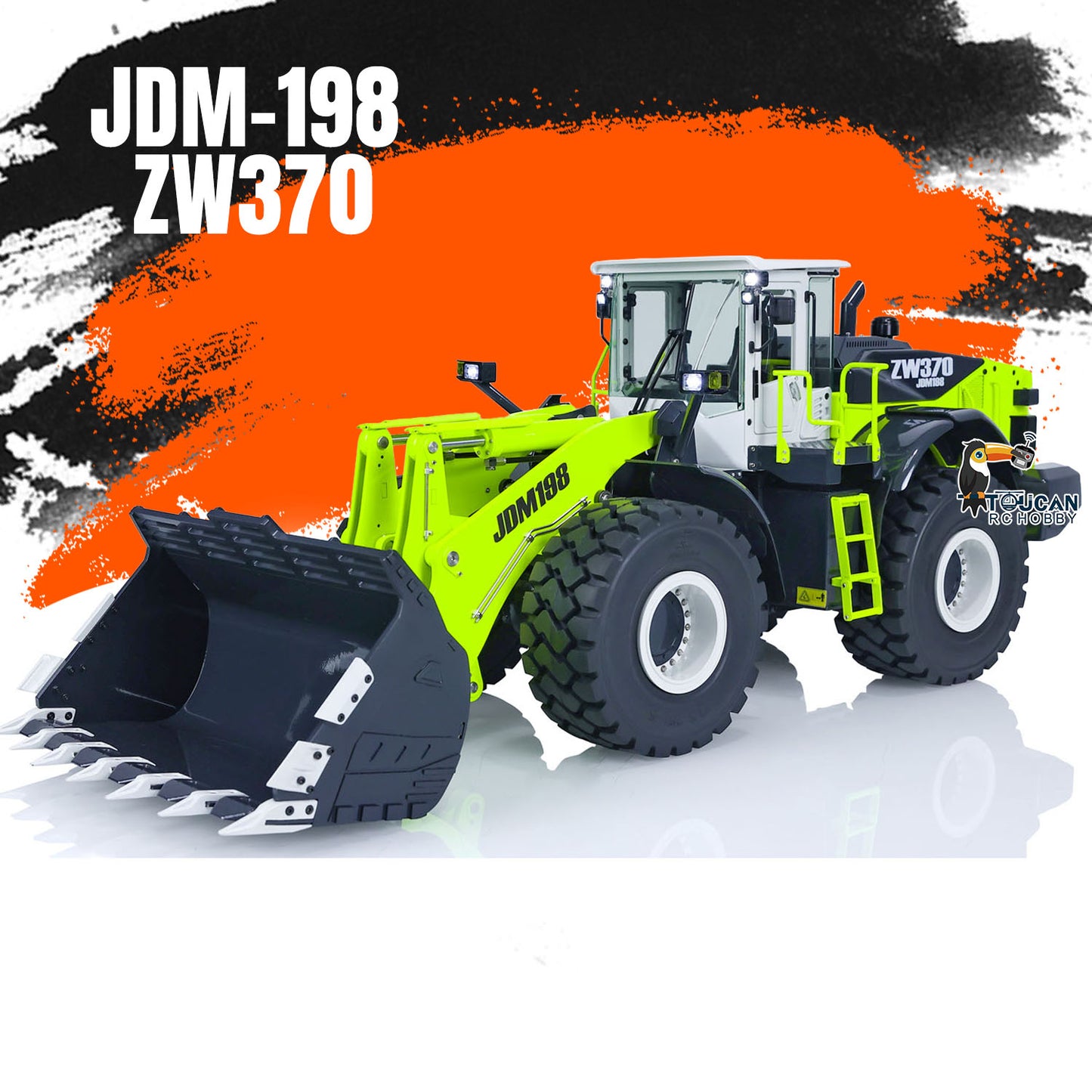 JDM 198 1/14 RC Hydraulic Loaders RTR ZW370 Radio Control Engineer Car Models with Light Sound System 2-Speed Transmission PNP RTR