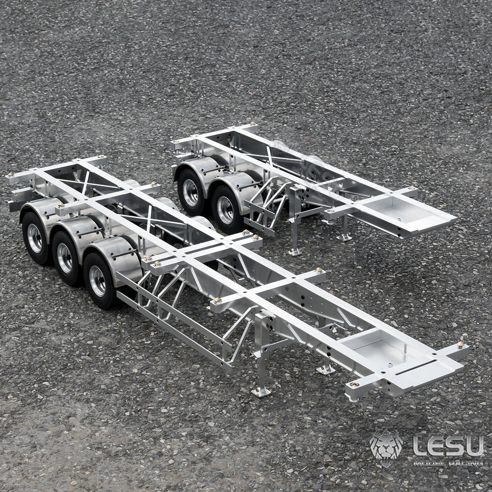 LESU 40ft 20ft Metal Trailer Chassis for 1/14 Radio Controlled Tractor Container Truck RC Cars Model
