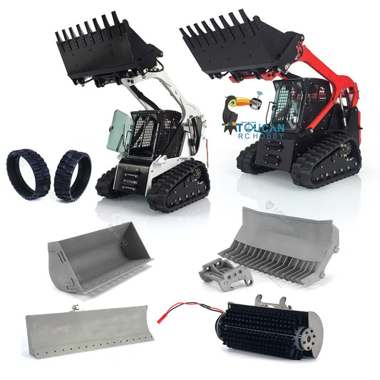 LESU 1/14 Metal Hydraulic Aoue-LT5 RC Tracked Skid-Steer Loader KIT Model Dozer Blade Shovel Hay Clamp Bucket Rake Sweeper Track