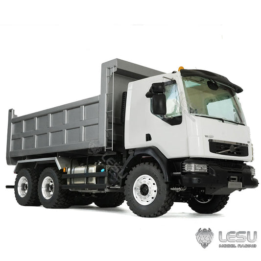 1/14 LESU 6x6 Metal RC Hydraulic Dumper Tipper Sound Light System Chassis Bucket Unpainted Unassembled Cabin Body VM Truck