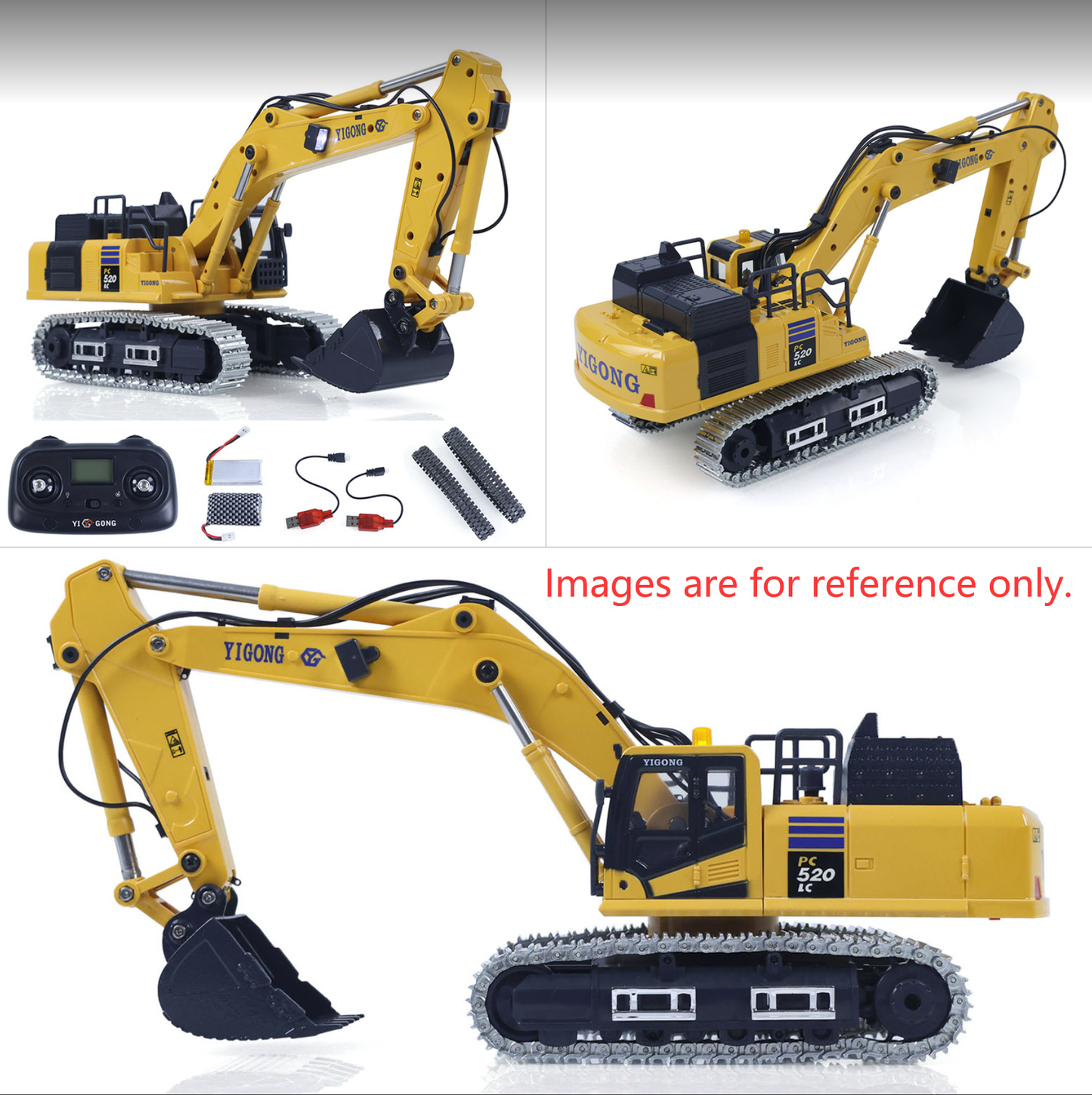 Second Hand US Stock 1/50 RC Digger PC520 Electric Lifting Radio Control Excavator Engineering Vehicle Metal Tracks Lights Sound Small Toy Collection