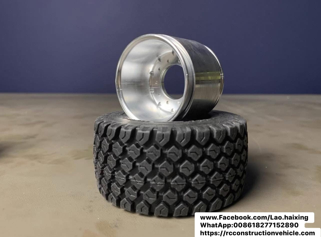 Free shipping Wheel Metal Hub Rubber Tire for 1/14 RC Hydraulic Radio Control Dump Truck Model Car DIY