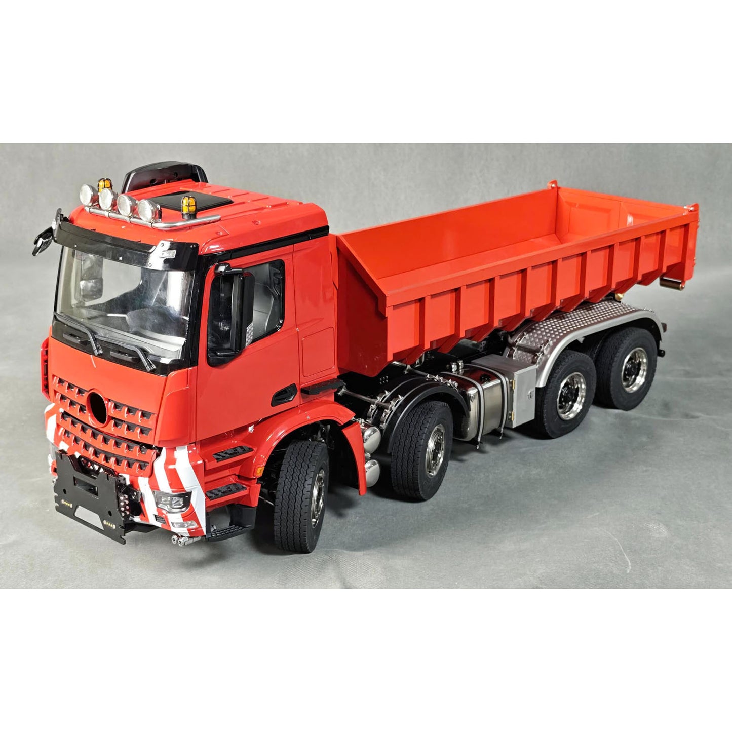 1/14 5 Valves Radio Controlled Hydraulic Roll On Off Dump Truck 8X8 RC Full Tipper 3Speed Gearbox Hobbywing Brushed Motor ESC