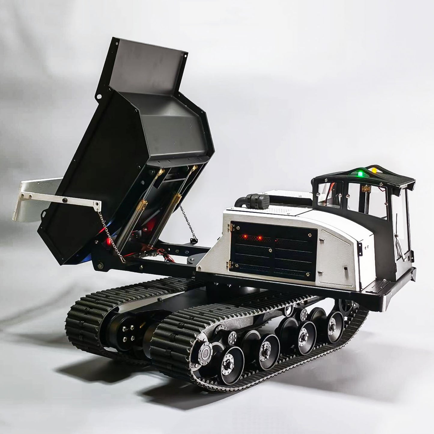 RTR 1/14 RC Hydraulic Crawler Dump Truck T14R Metal Radio Control Tracked Tipper Engineering Vehicle ST8 Lights Sounds Battery Constraction Car