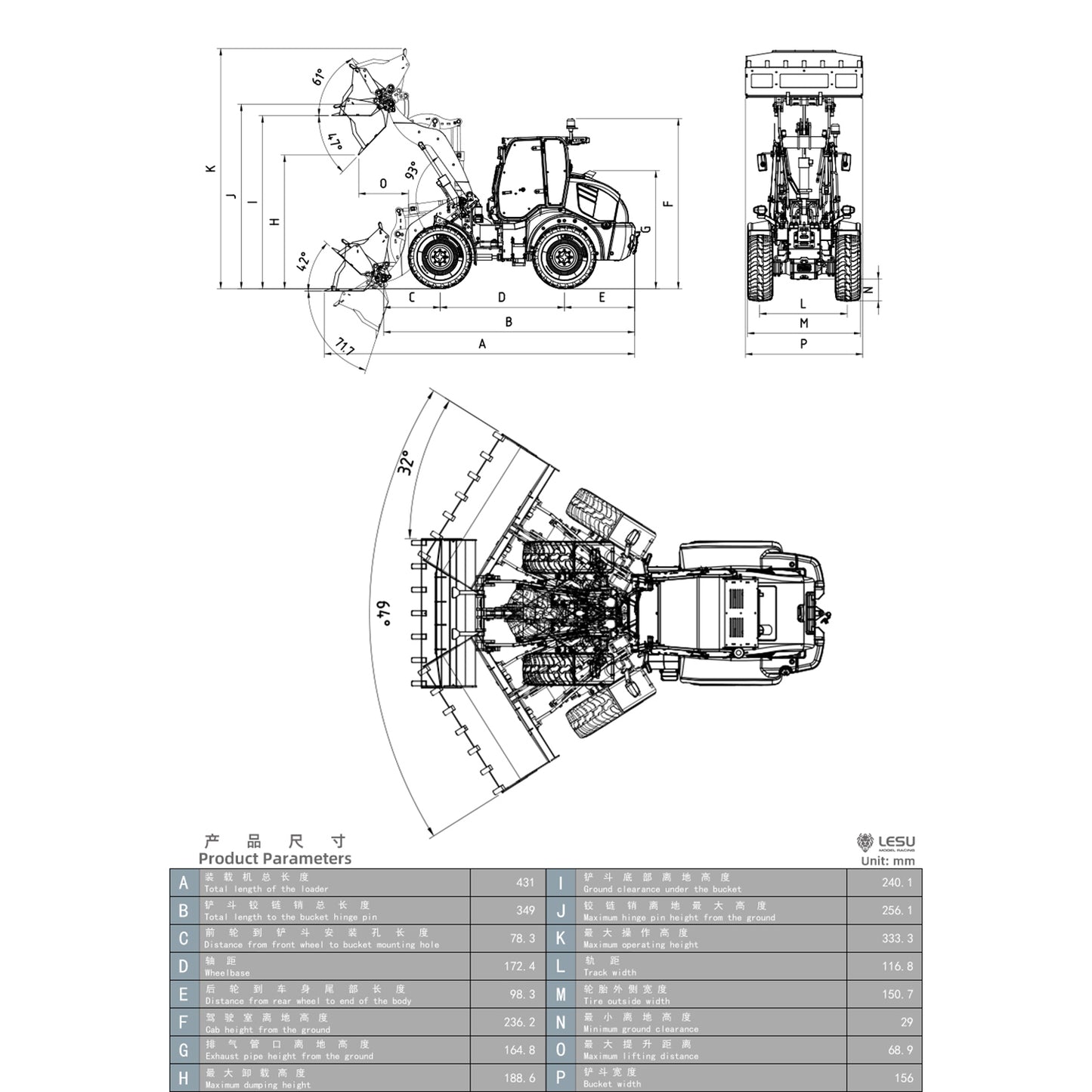 Metal LESU 1/14 RC Hydraulic Loader Aoue WA100M-8 4X4 RTR Remote Control Construction Vehicle Axle Differential Lock Sound Light ST8 Radio Engineering Machine