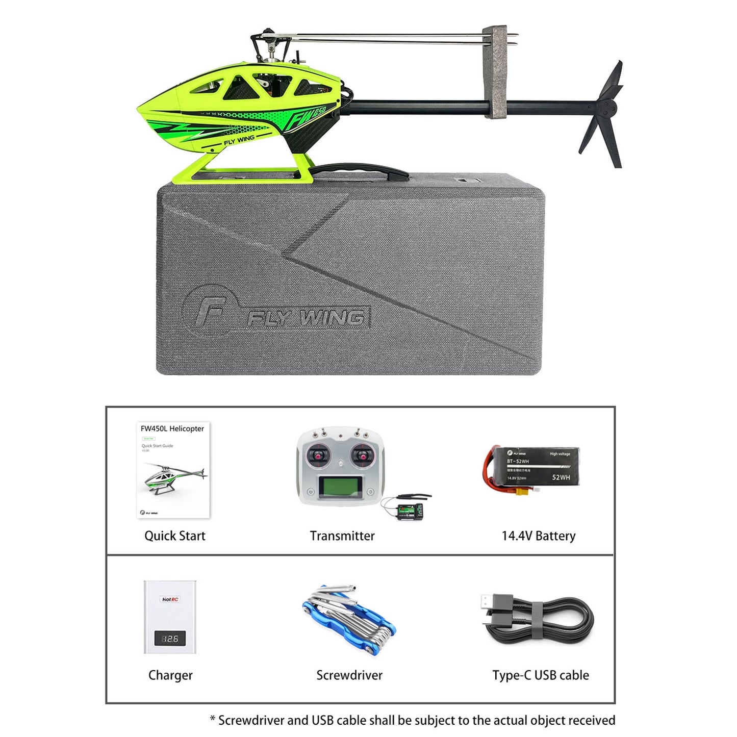 FLYWING 450L V3 Smart RC Helicopter RTF Radio Controlled Model Drone GPS Hover Aerobatic One Key Return Painted 54*32*17CM