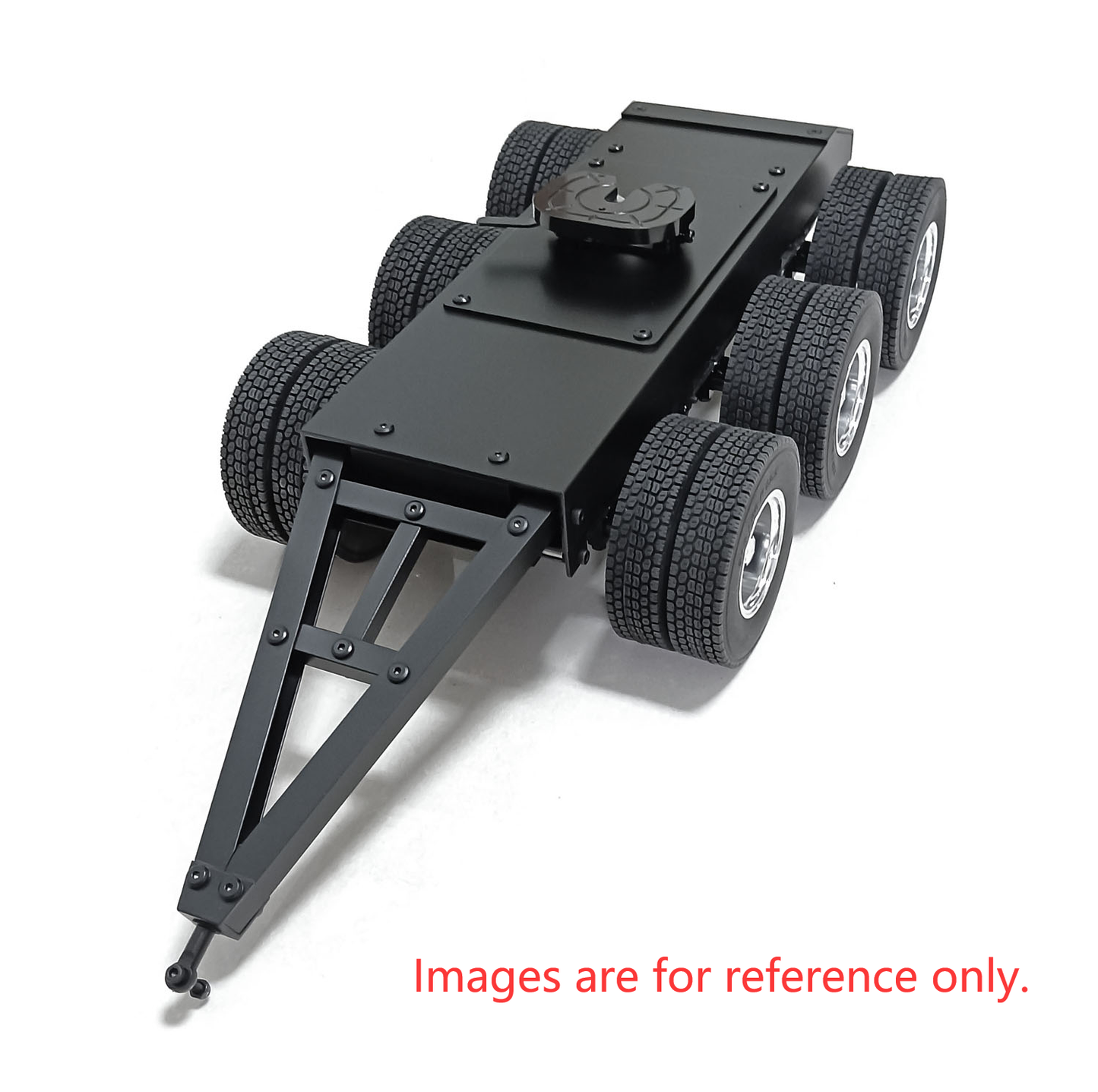 Second Hand US Stock Metal 3 Axles Trailer with Fifth-wheel Traction for 1/14 RC Truck LESU Car Model