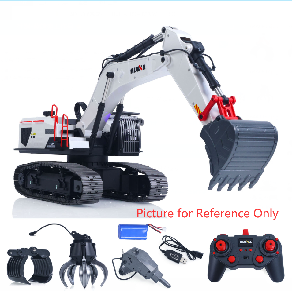 Second Hand US Stock 1/14 HUINA RC Metal Excavator Model Toys 1594 Radio Control Digger Light Sound Battery