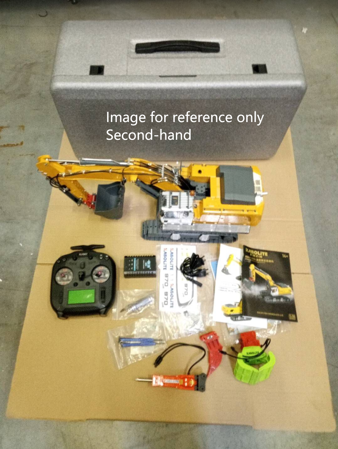 Second Hand Fast Shipping KABOLITE 1/18 K962 100S Remote Control Hydraulic Excavator RC Digger Electric Claw Ripper Hammer Construction Car Machine Toys