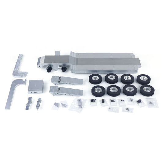 US STOCK 1/14 DoubleE Metal 2 Axels Low Trailer Flatbed E012 001 for Remote Control Tractor Truck E113 RC Lorry Car Model Upgrade Parts