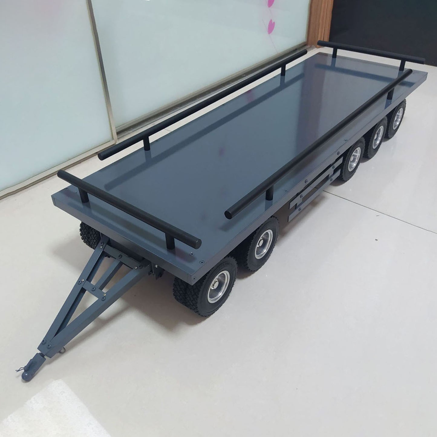 Metal 5 Axles Trailer for Scale 1/14 RC Hydraulic Dumper Radio Controlled Truck Tipper Tractor Lorry Eletric Car Model TAMIYA LESU