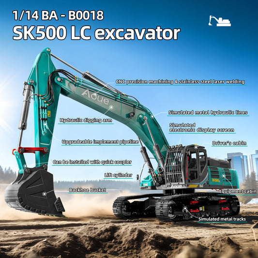 LESU SK500 1/14 RC Hydraulic Excavator PL18EV Lite RTR Remote Control Diggers Simulation Model Optional Tracks Colors Light