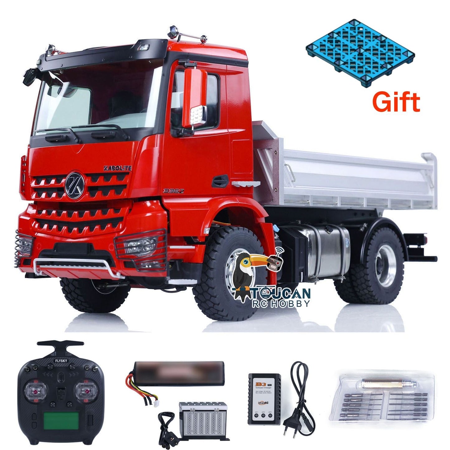 Kabolite K3362 3362 1/14 RC Dump Remote Control Tipper Truck Tipper Lorry Ready to Run 4*4 Metal Hydraulic AWD Light Sound Motor Servo Cylinder