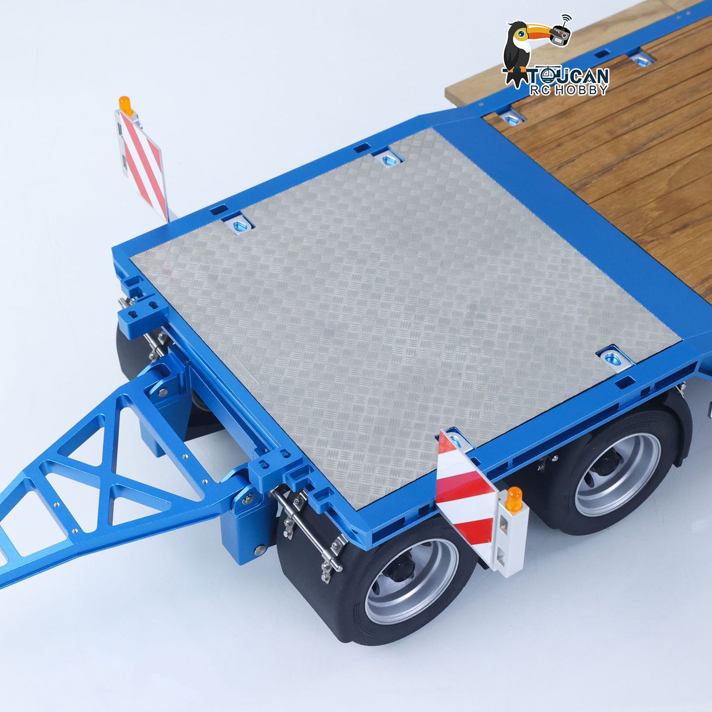 CUT 1/14 4-Axles RC Hydraulic Low Flatbed Trailer CNC Metal Close Up
