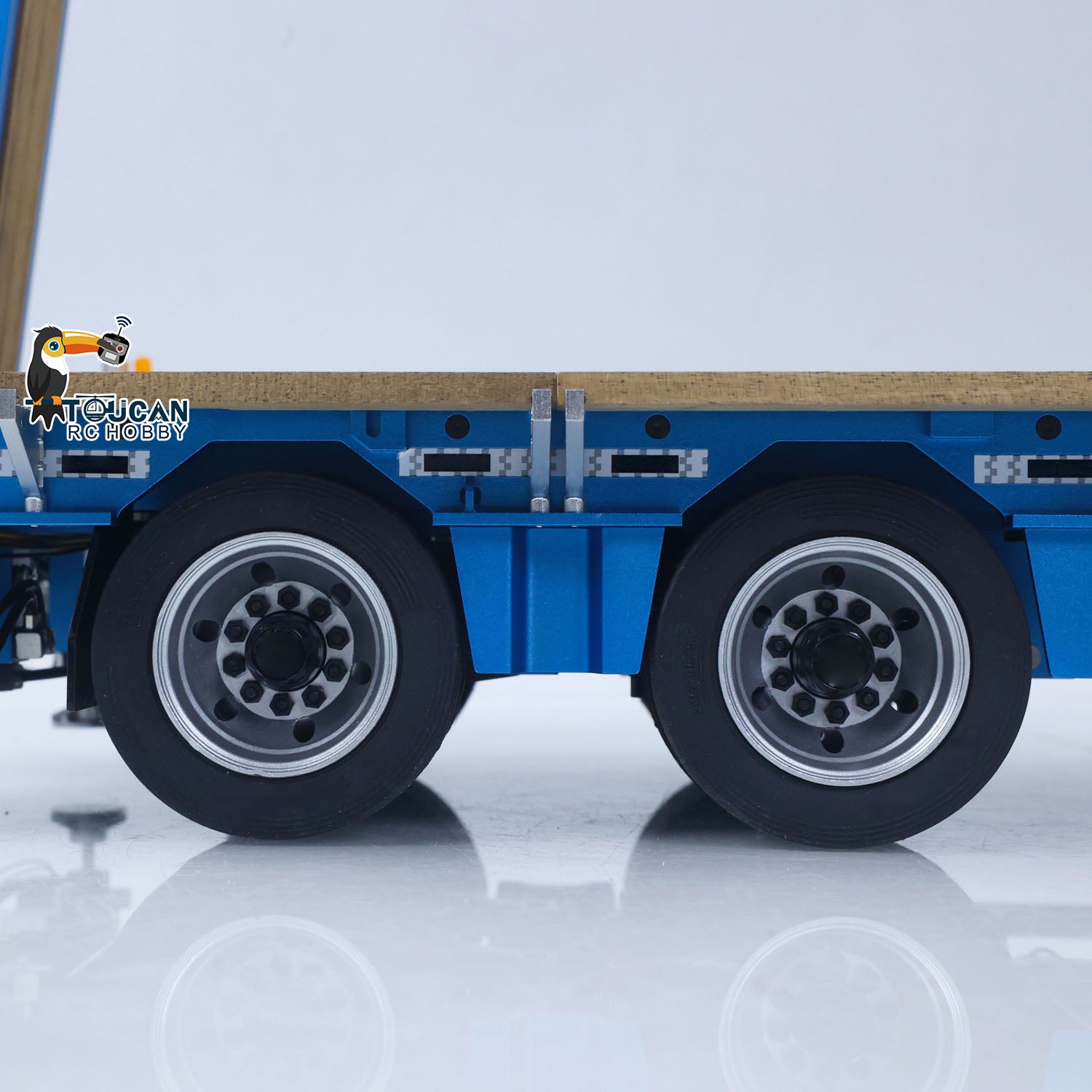 CUT 1/14 4-Axles RC Low Flatbed Trailer Realistic Rubber Tire Air Suspension