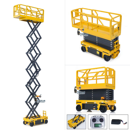 1/14 CUT Metal RC Hydraulic Scissor Lift Aerial Work Platform Yellow Assembled RTR Model