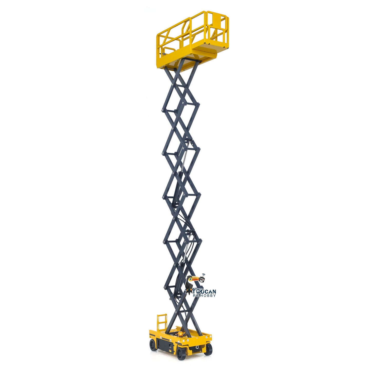 1/14 CUT Yellow Metal RC Hydraulic Aerial Work Platform Scissor Lift Fully Lifted Extendable