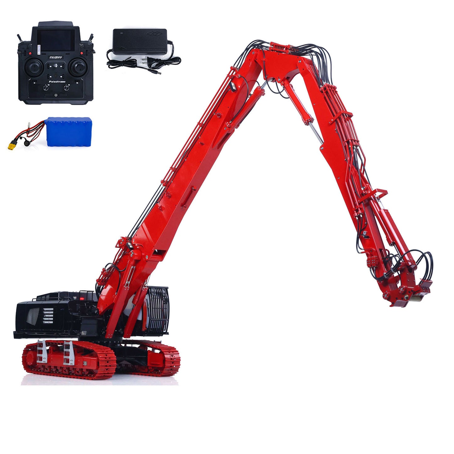 All CNC 6061 Aluminum Chassis Boom Body 1/14 CUT K970-300 RC Hydraulic Excavator Close Up