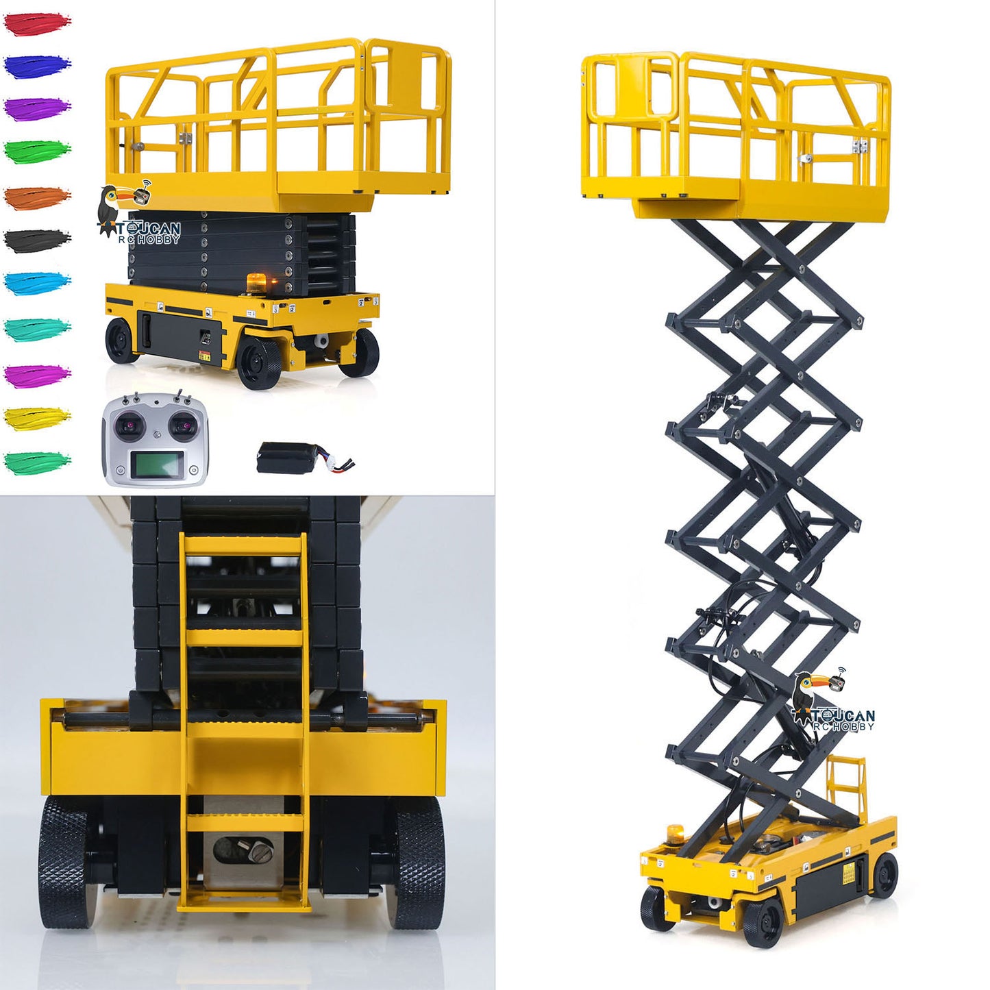 1/14 CUT Metal RC Hydraulic Aerial Work Platform Scissor Lift Yellow RTR Complete
