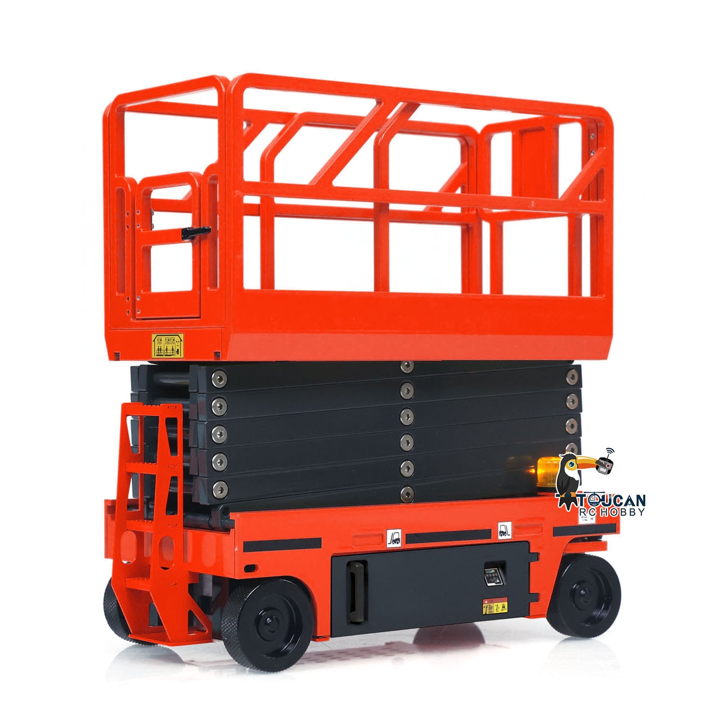 1/14 CUT CNC Metal RC Hydraulic Aerial Work Platform Scissor Lift Orange Red
