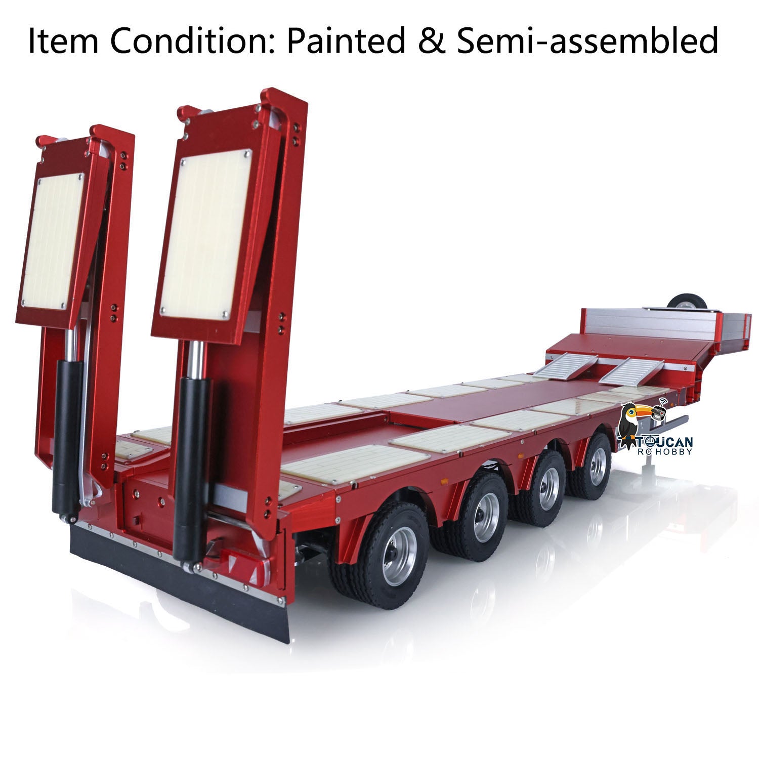 Degree 997-V2 1/14 Metal RC Gooseneck Trailer Red Version Electric Ramps Detail