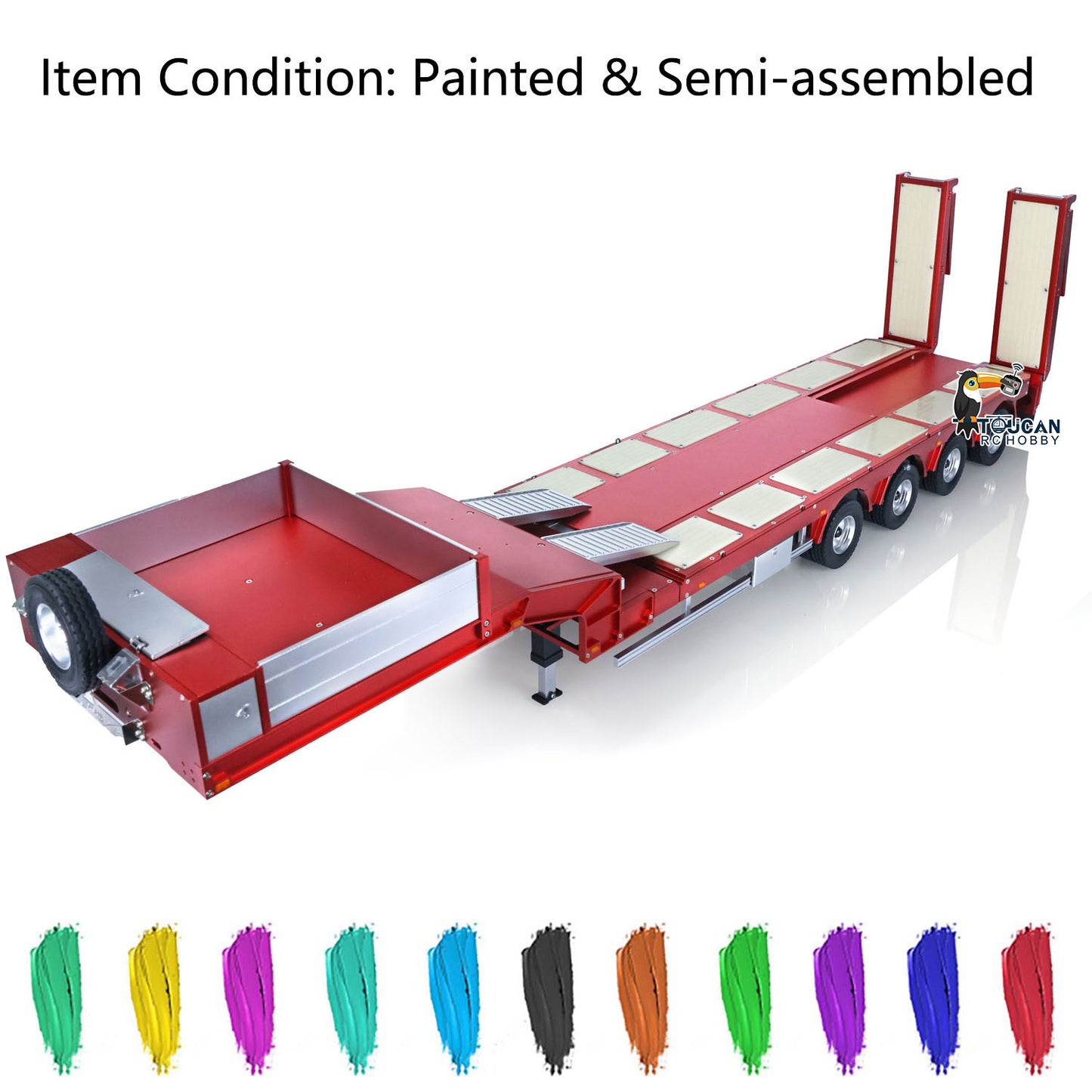 Degree 997-V2 1/14 Metal RC Gooseneck Trailer Red Version Semi-assembled