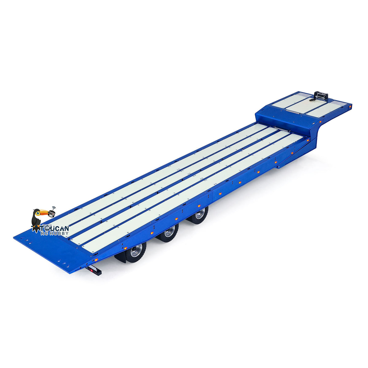 Degree DG-994 1/14 Metal 3-Axle Recovery RC Trailer side view with flatbed platform