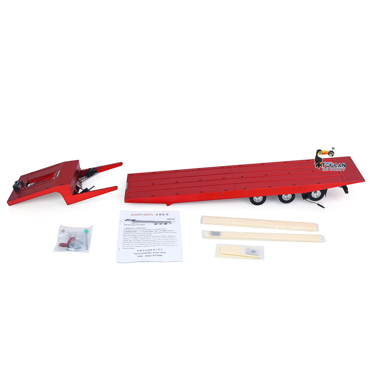 Degree DG-994 1/14 Metal 3-Axle Recovery RC Trailer red version with instruction manual