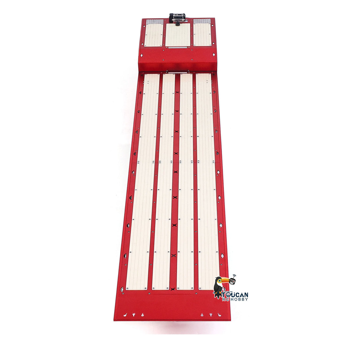 Degree DG-994 1/14 Metal 3-Axle Recovery RC Trailer rear view with multi-axle chassis