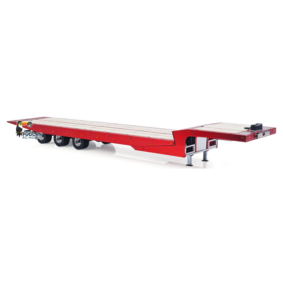 Degree DG-994 1/14 Metal 3-Axle Recovery RC Trailer side detail with sliding axle group