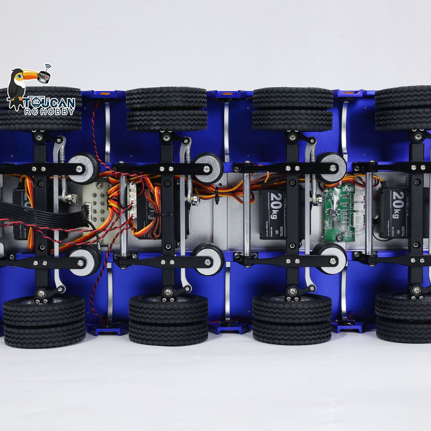 Degree DG-999 V2 1/14 4-Axle Metal RC Heavy Haul Trailer wheels with directional steering function
