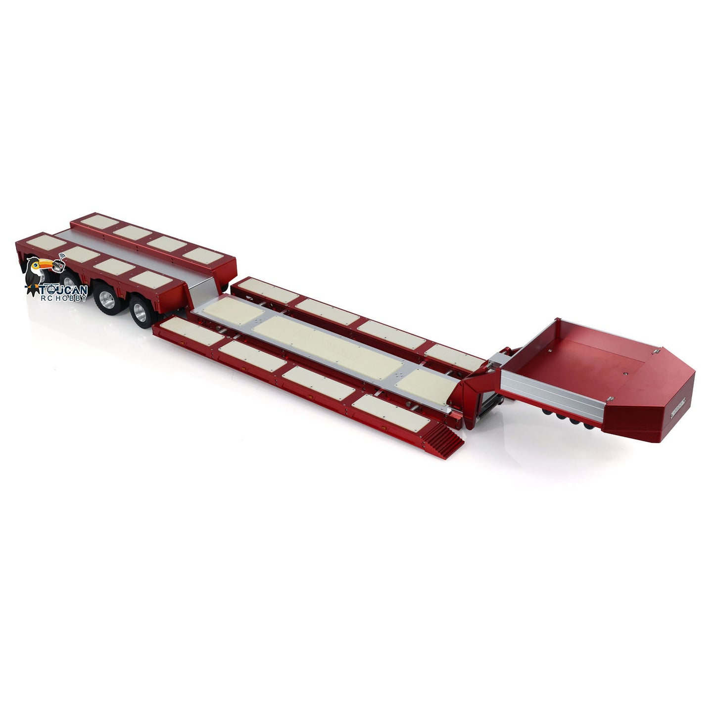 Degree DG-999 V2 1/14 4-Axle Metal RC Heavy Haul Trailer red profile view for heavy load transport
