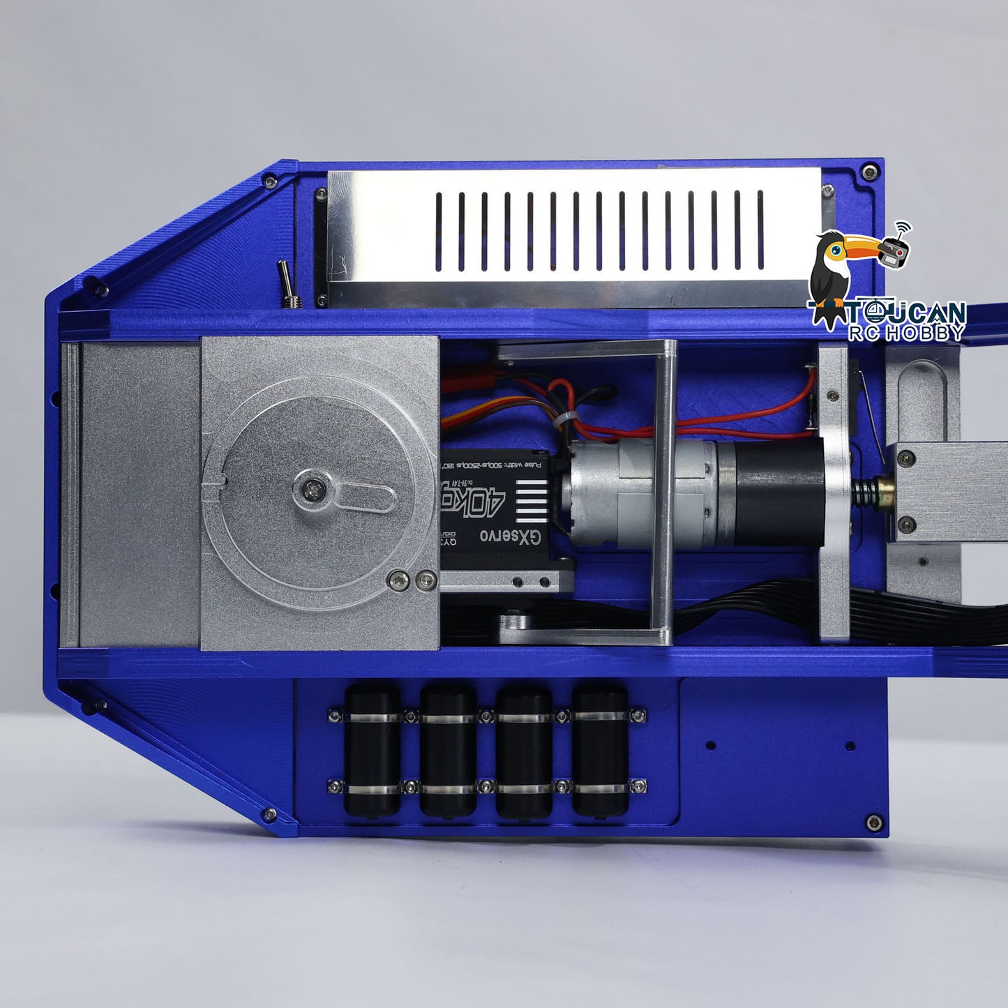 Degree DG-999 V2 1/14 4-Axle Metal RC Heavy Haul Trailer motor detail for steering operation