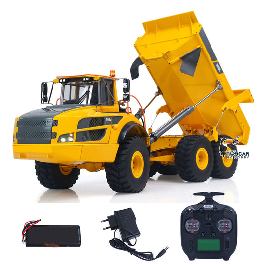 Double E A40G 1/16 Metal RC Hydraulic 6x6 Articulated Dump Truck complete package with ST8 radio controller, battery and charger
