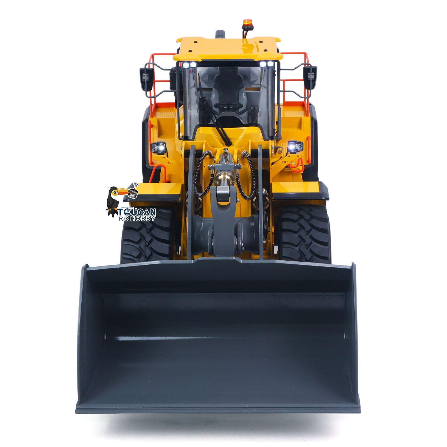 Double E L260H 1/14 RC hydraulic wheel loader front detail