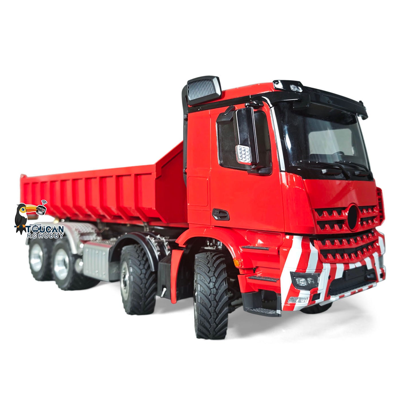 1/14 Remote Control Hydraulic Roll On Off Dumper 3 Valves 8*8 RC Full Tipper 3Speed Gearbox Light Sound System No Battery