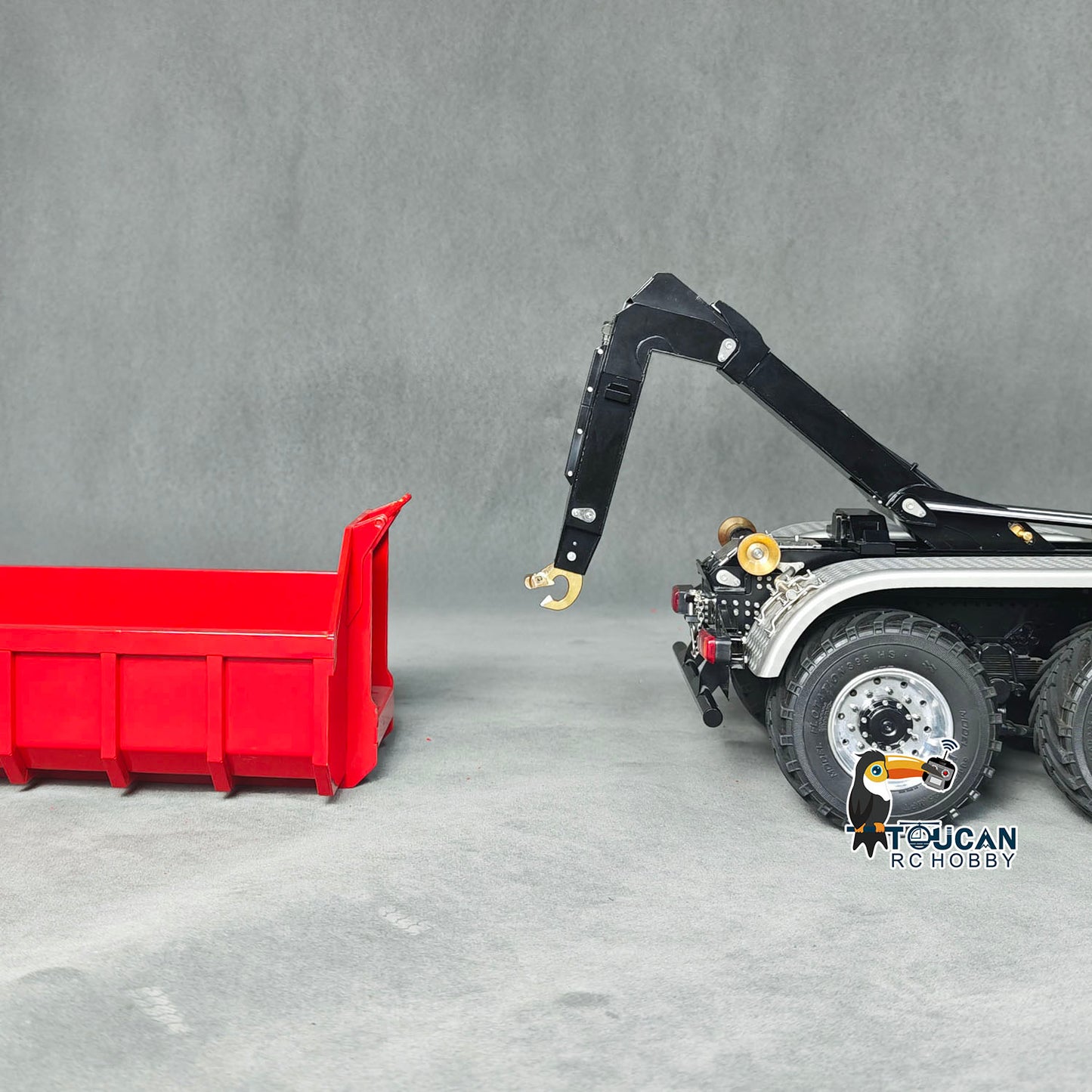 1/14 Remote Control Hydraulic Roll On Off Dumper 3 Valves 8*8 RC Full Tipper 3Speed Gearbox Light Sound System No Battery