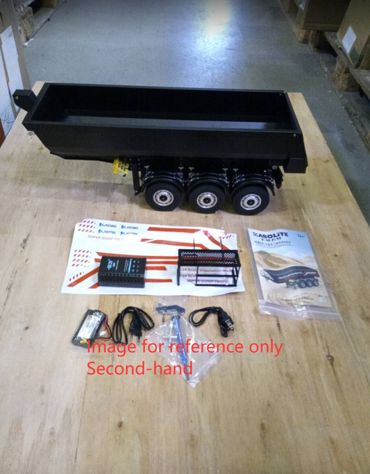 Second Hand Fast Shipping Kabolite 1/14 Metal Remote Control 3Axles Electric Lifting Semi Trailer Dumper for RC Tractor Truck SC 770S 100 Battery Charger