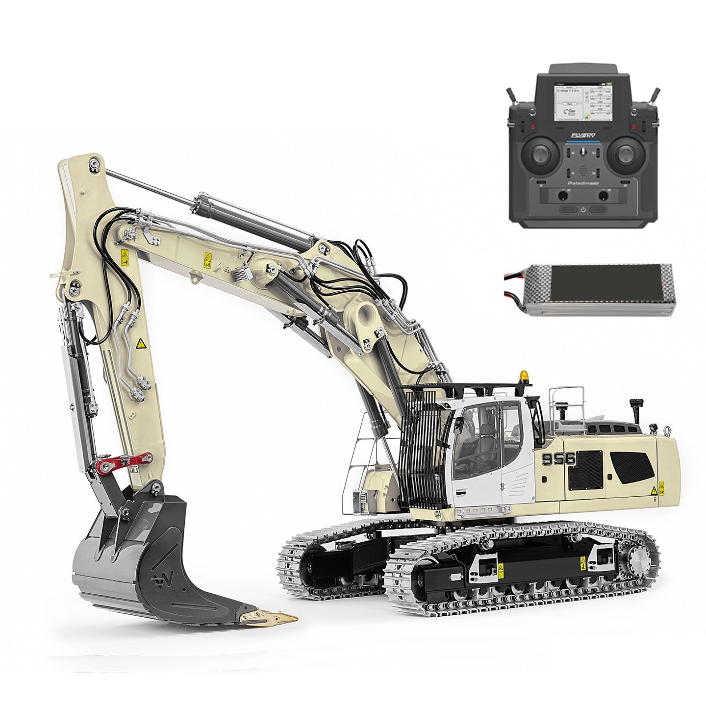 Metal LESU 1/14 RC Hydraulic Excavator LR956 Remote Control 3 Arms Digger Model RTR 7CH Valve Dual Pumps Light Flysky PL18EV LITE Engineering Machine