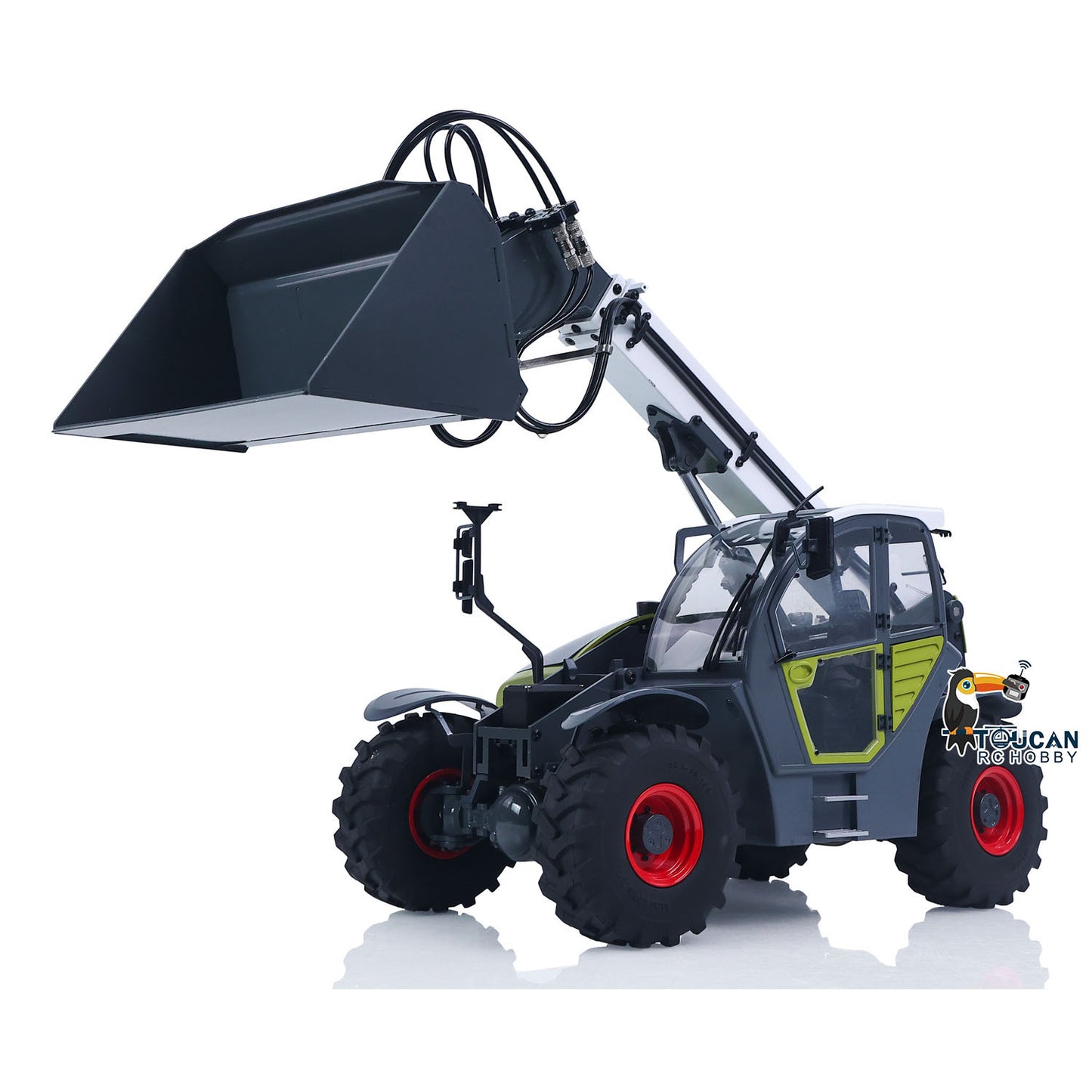 JDM-128 1/14 Metal RC Hydraulic Telehandler Telescopic Forklift with Bucket Attachment