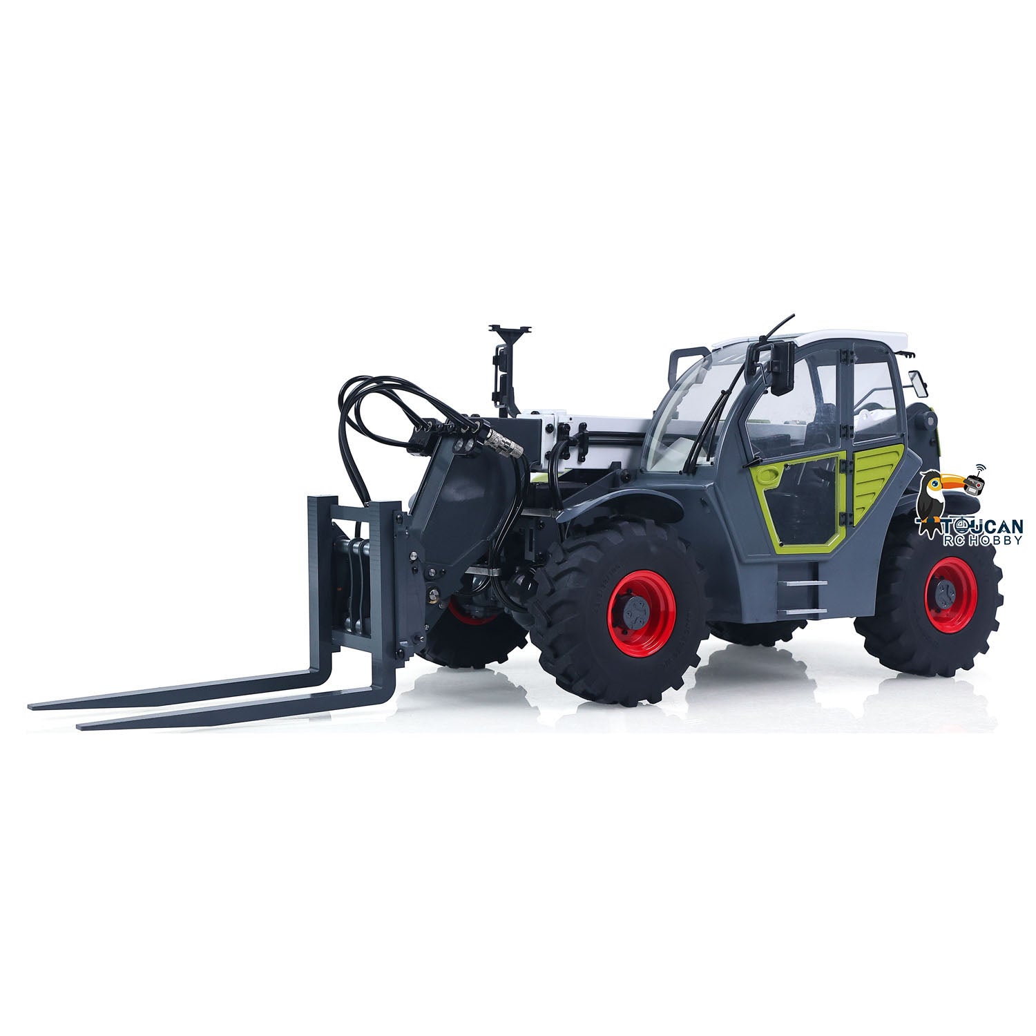 JDM-128 1/14 Metal RC Hydraulic Telehandler Telescopic Forklift Side View