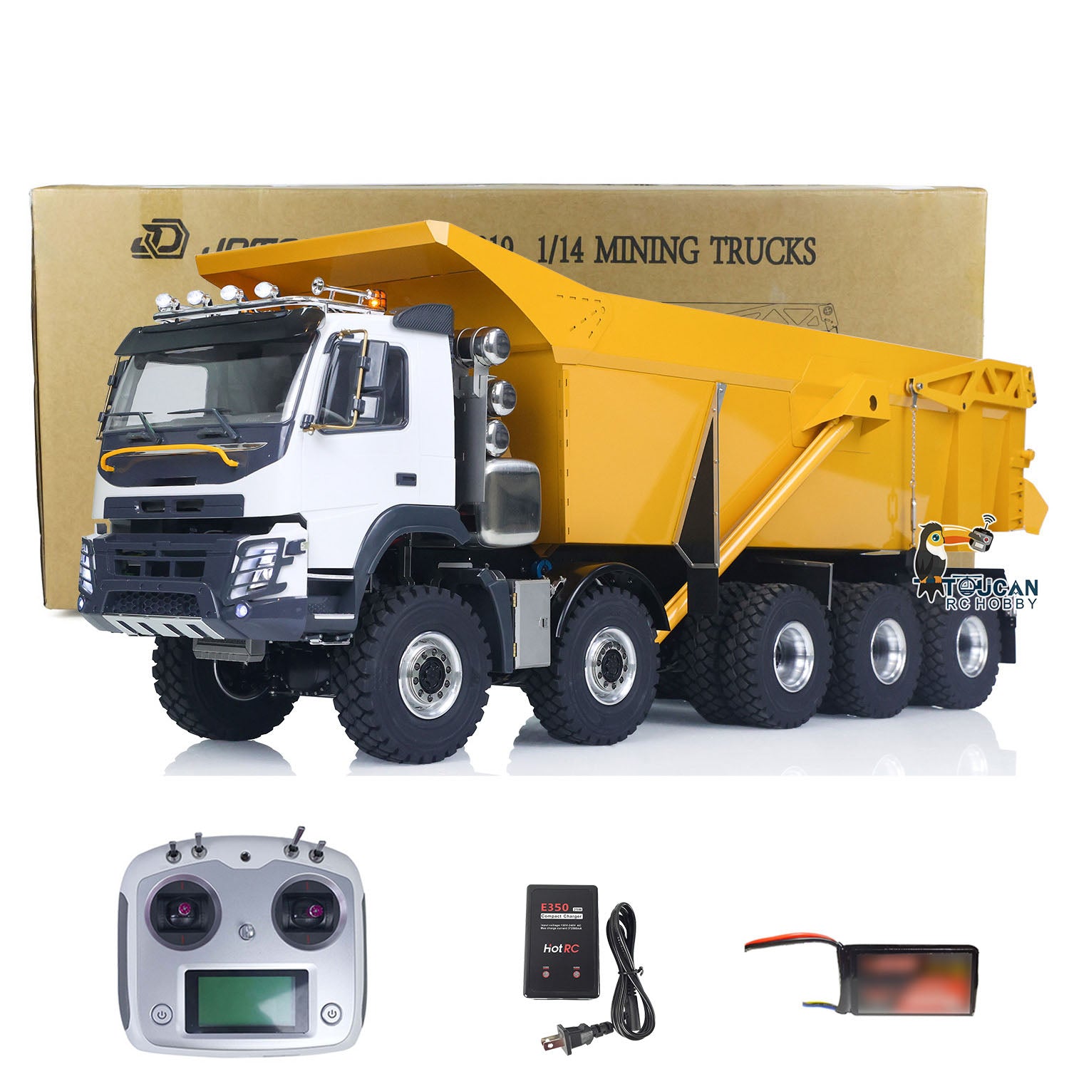 JDM-219 1/14 Metal RC Hydraulic 10x10 Dump Truck with battery, charger and I6S radio controller