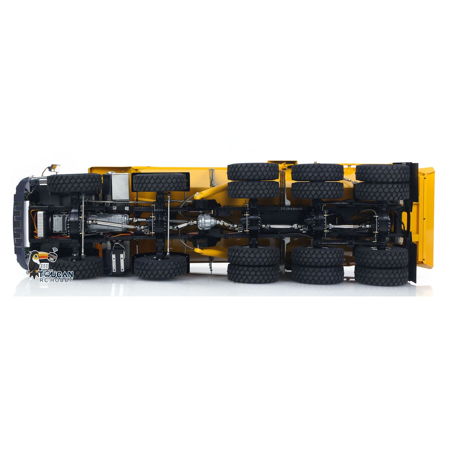 JDM-219 1/14 Metal RC Hydraulic 10x10 Dump Truck chassis detail